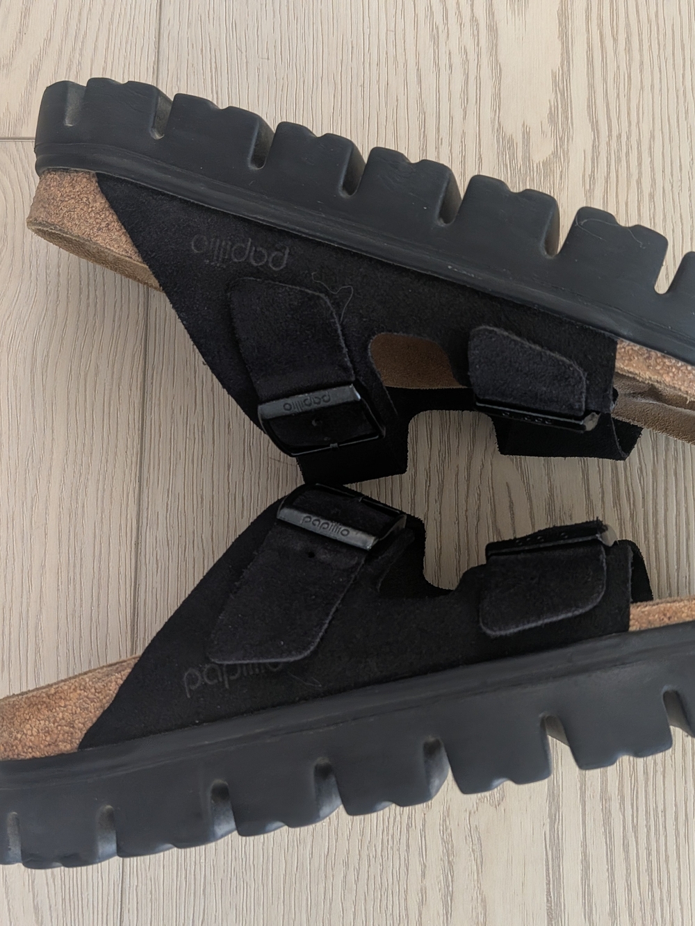 Birkenstock Papillio Chunky Black Suede Arizona Sandals - Picture 4 of 5